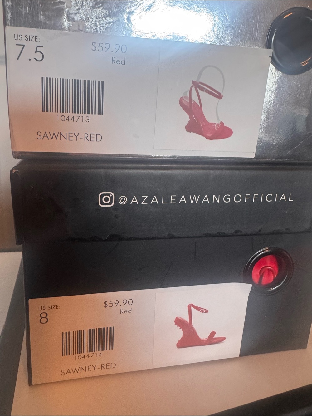 Azalea Wang Sawney Red Sculpted Wedge Heels Patent Ankle Strap Sandals Sz 7.5, 8 - Picture 7 of 7